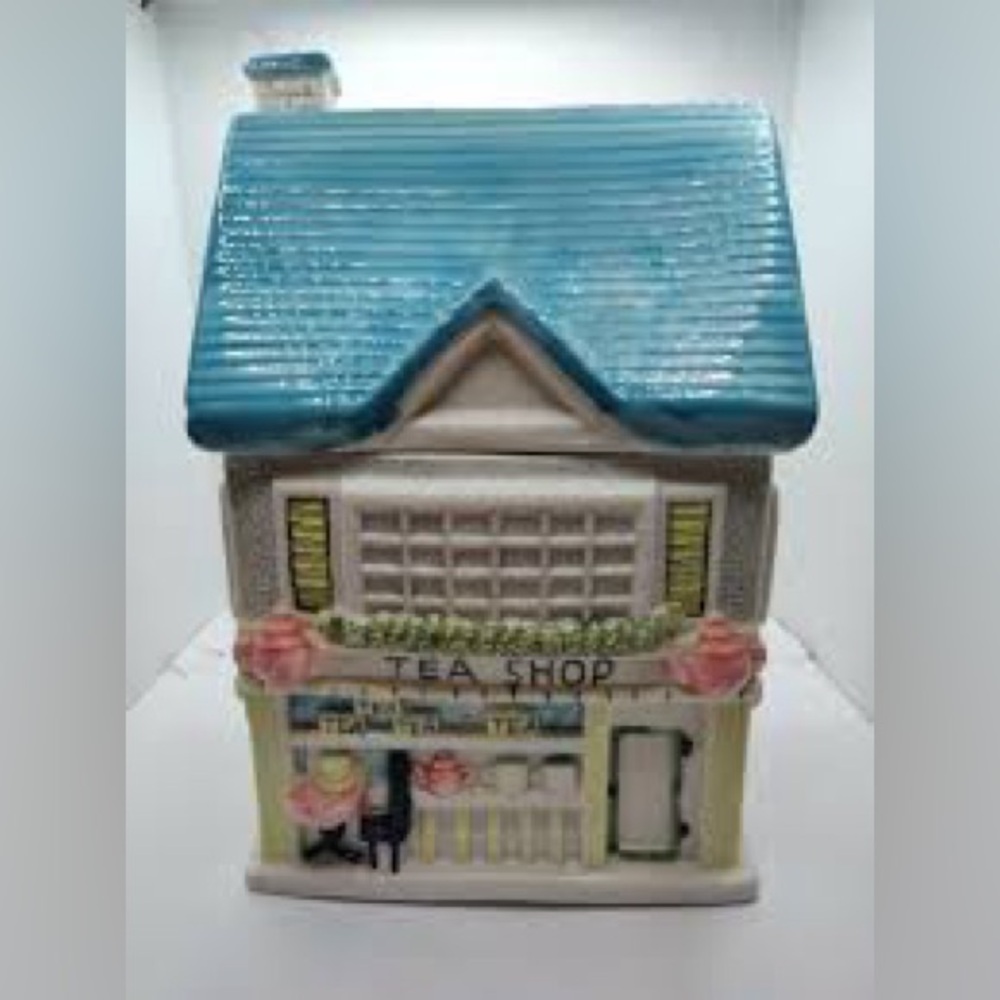 Vintage Decorative Ceramic TEA SHOP Cookie Jar Canister House Kitchen Decor